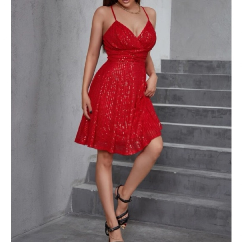 Luxe party holidays sequins mini dress - Picture 3 of 16